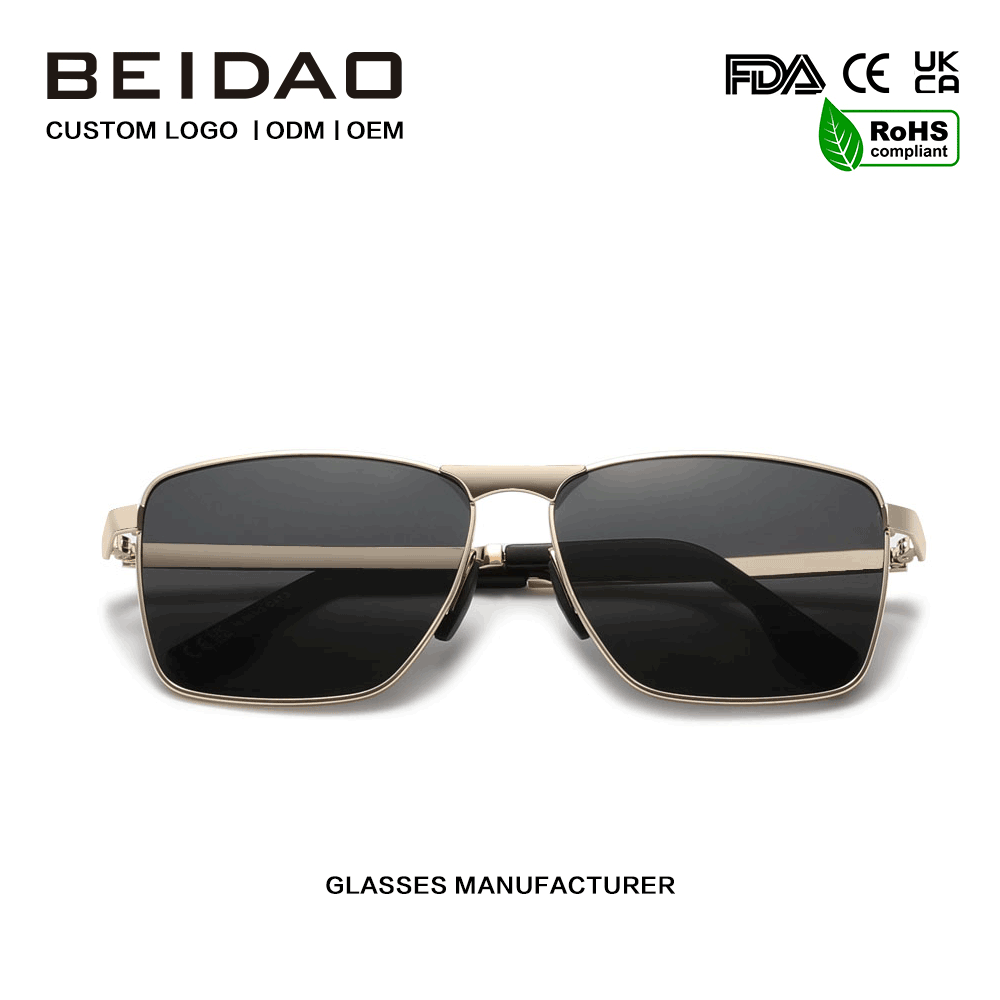 ইউনিসেক্সের জন্য লাক্সারি অ্যালয় স্কয়ার UV400 TAC লেন্সের সানগ্লাস