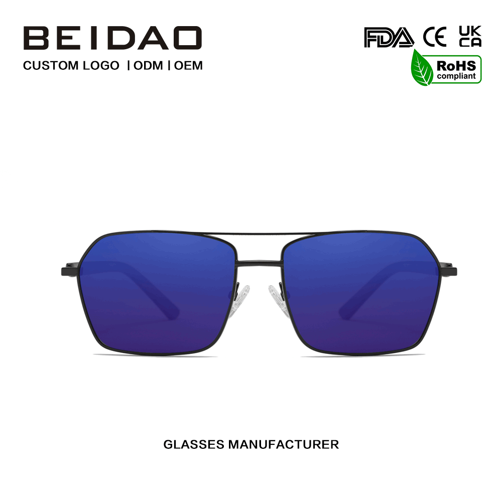 আধুনিক বিপরীতমুখী অ্যালুমিনিয়াম খাদ নীল UV400 লেন্স সানগ্লাস ড্রাইভিং